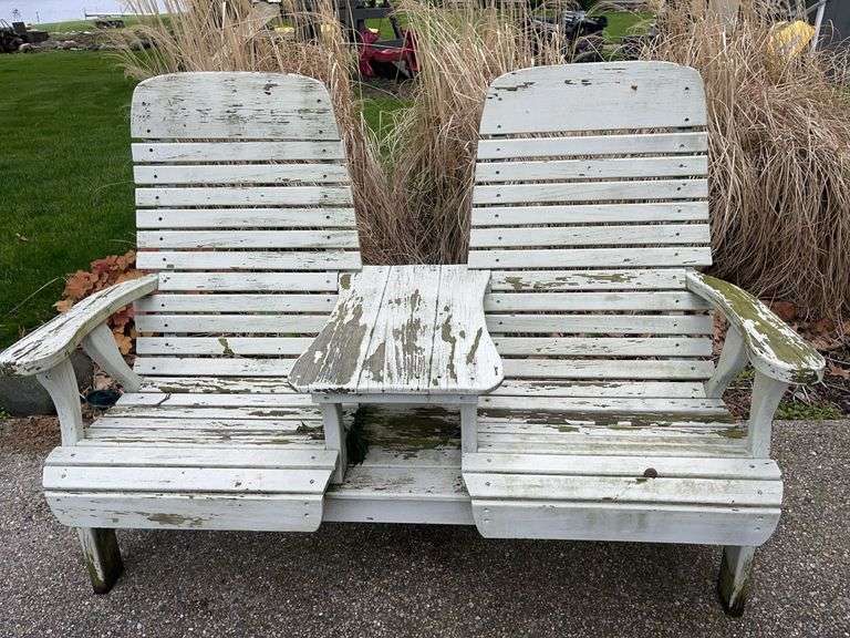 Stationary Wood 44” tall & 64” long Loveseat w/ Center Table