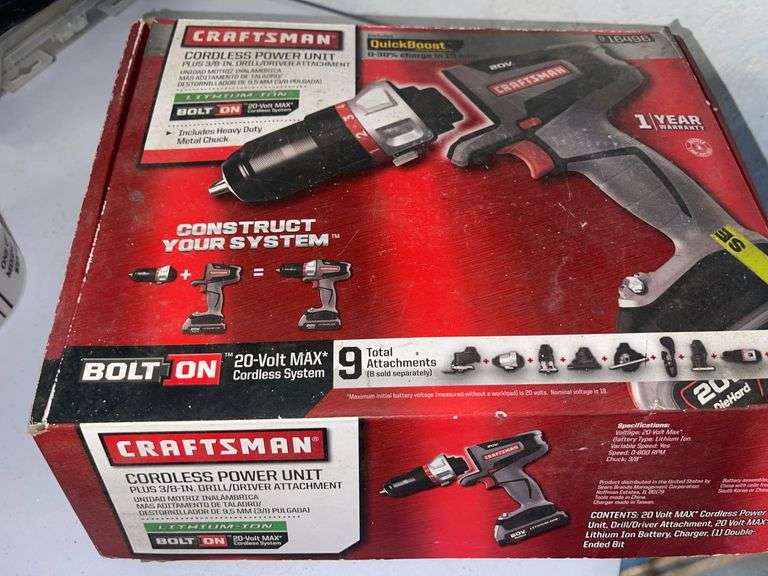Never Used- Craftsman 20V Max Cordless 3/8” Drill w/ Battery & Charger