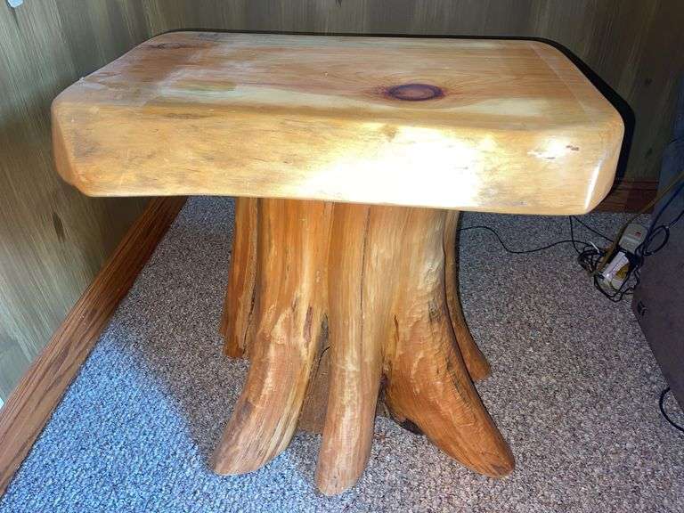 Stump Base 2’ tall End Table w/ 26”x19” Live Edge Top