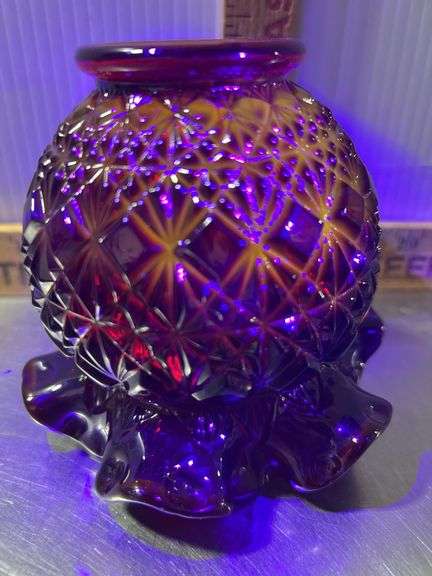 Fenton Ruby Red Cadmium Ruffled Top Vase
