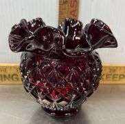 Fenton Ruby Red Cadmium Ruffled Top Vase