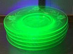 Green Depression Uranium Glass Plates