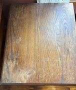 Two Oak End Tables with Drawers 22”T X 27”D X 22”D