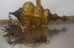 Vintage Art Deco Amber Glass Ceiling Light Fixture