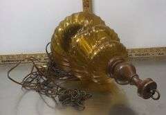 Vintage Art Deco Amber Glass Ceiling Light Fixture