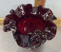 Fenton Ruby Red Cadmium Ruffled Top Vase