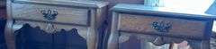 Two Oak End Tables with Drawers 22”T X 27”D X 22”D