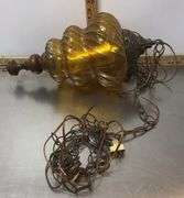 Vintage Art Deco Amber Glass Ceiling Light Fixture