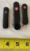3 Black Wenger Delemont Swiss Army Knives