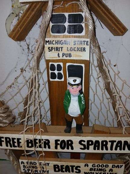 MSU "Free Beer For Spartans" Wall Hanging and Lake House Decor