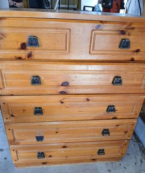 Knotty Pine Five Drawer Dresser 36"×19"×46"