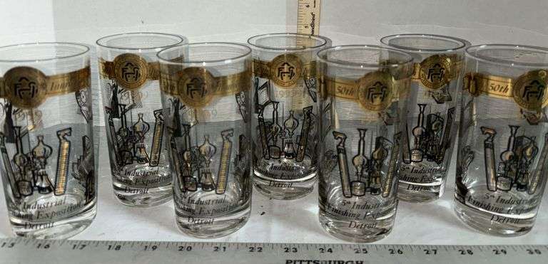 Seven Glasses From the 1959 American Electroplaters Society 5th Annual Finishing Expo in Detroit