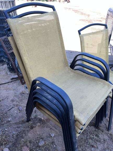 Six Aluminum Yellow Patio Chairs