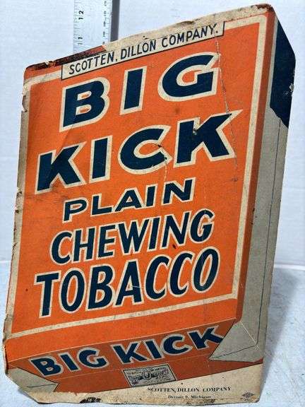 Big Kick Plain Chewing Tobacco Cardboard Advertising Sign