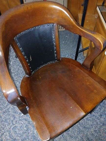 Wood 54"×32"×29" Desk w/ Glass Top & Chair