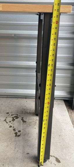Wood Table w/ Adjustable Metal Legs & Power Strip On One End, Approx. 72” x 24”