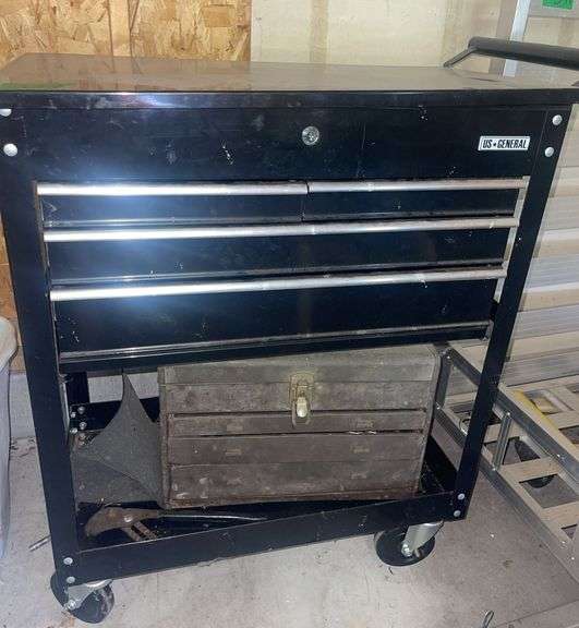 US General Lockable 38”x31”x18” Rolling Tool Cart & Metal Tool Box