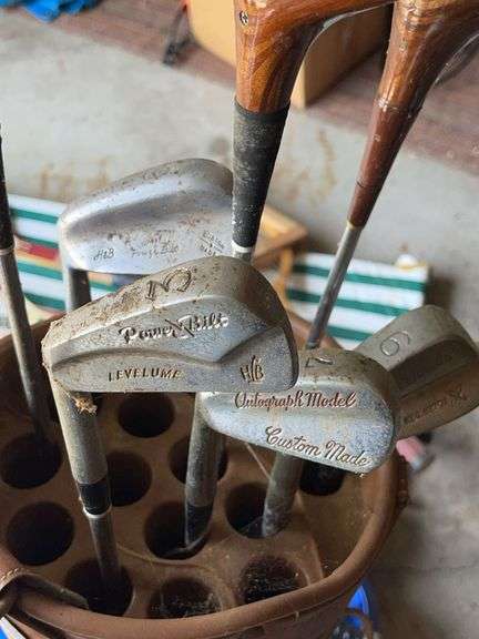 Five Vintage Tennis Rackets & Golf Clubs, Bag Captains Chair + Misc. Items