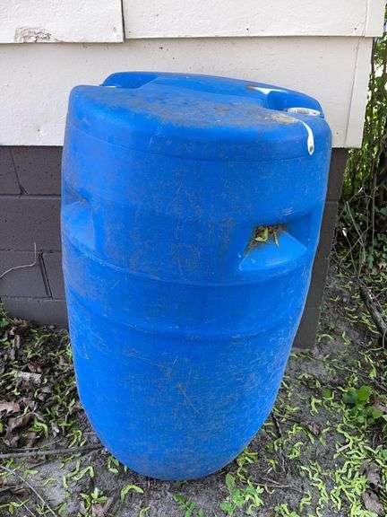 Blue Barrel- 39” tall & 20” round