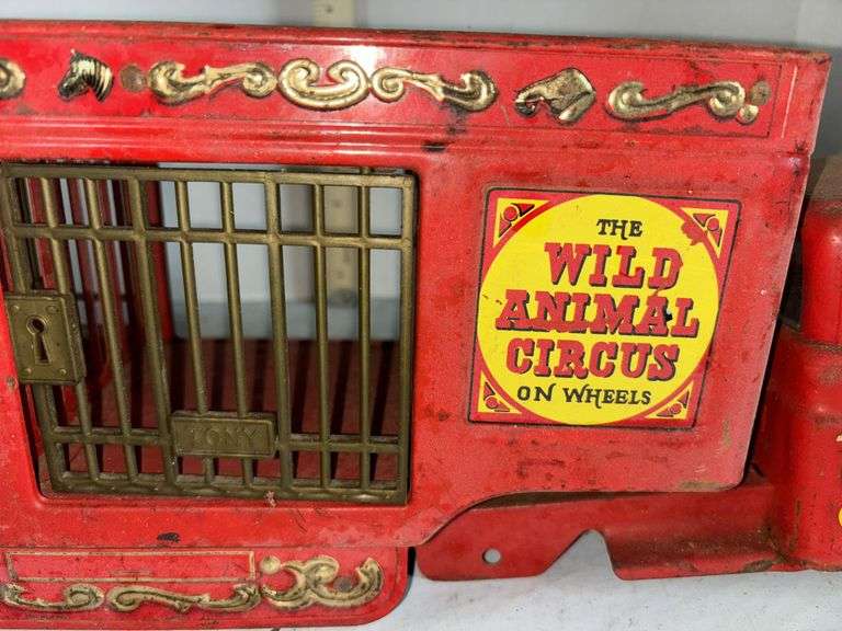 Buddy L "The Wild Animal Circus On Wheels", 1940’s Wyandotte Pressed Steel Toy Airplane & Primitive 