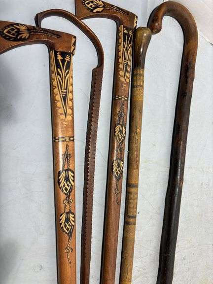 Assortment of Hand Carved Polish Walking Sticks & Canes