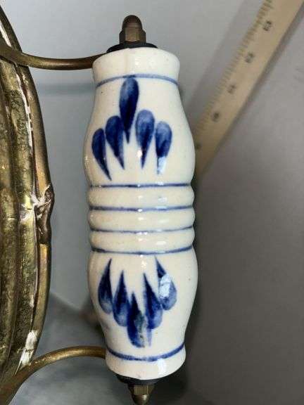 Copper Planter w/ Delft Blue and White Ceramic Handles (11”X 15”X 11”)