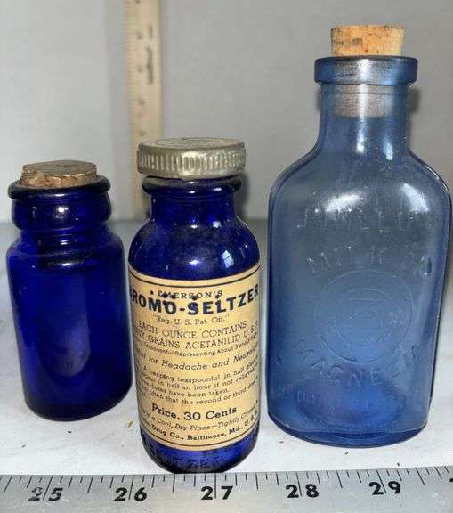 Bromo-Seltzer Bottles & Glass Phillips' Milk of Magnesia Bottle