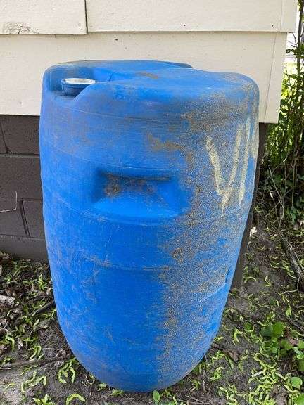 Blue Barrel- 39” tall & 20” round