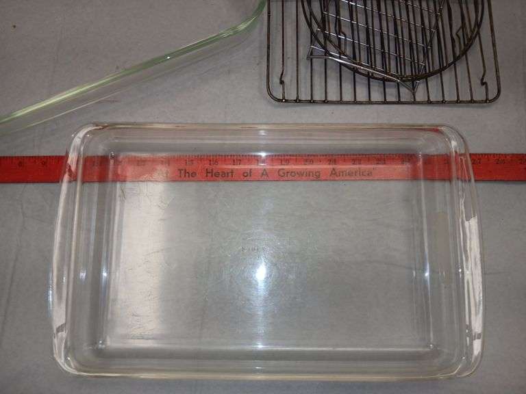 Pyrex Baking Dishes, Brown Glazed Bean Pot + Cooling Racks - Sherwood ...