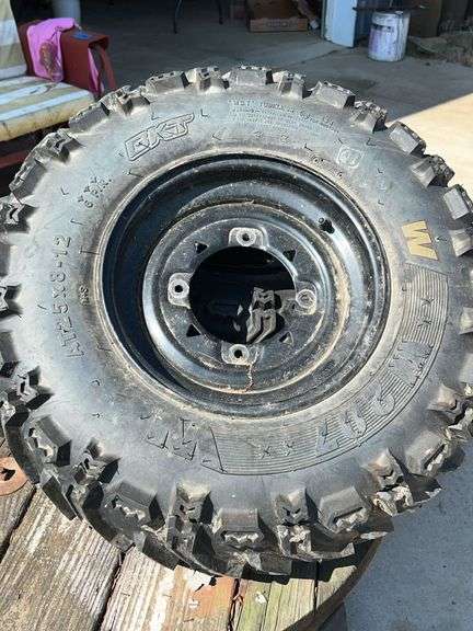 Pair of Used AT25 x 8-12, 4 Bolt Polaris Ranger/ATV Front Tires & Rims