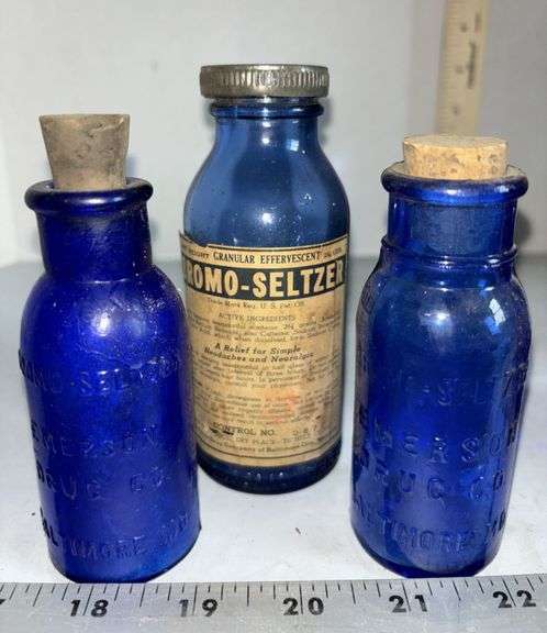 Bromo-Seltzer Bottles & Glass Phillips' Milk of Magnesia Bottle