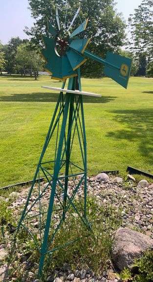 John Deere 7’ tall Metal Windmill