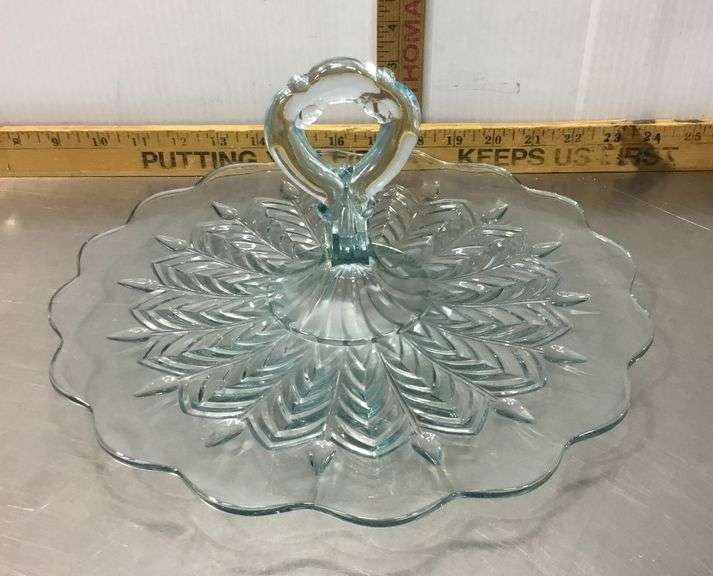 Jeanette Glass Ice Blue Serving Tray