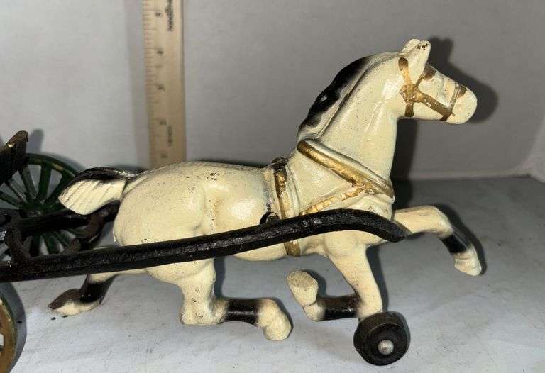 Hand Painted Cast Iron Horse Drawn Carriage