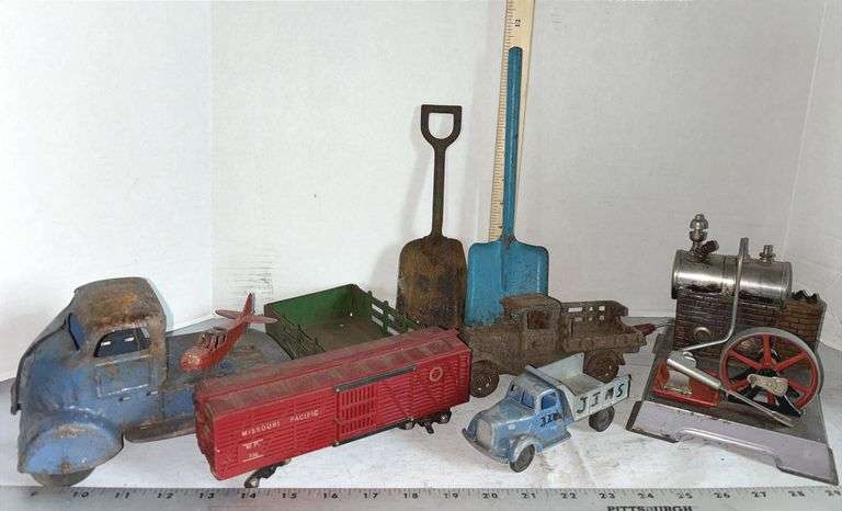 1950’s Press Steel Truck, American Flyer 629 Cattle Car, Press Steel Toy Shovel & Other Toys