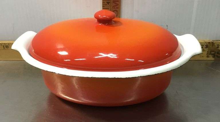 Fire Orange Enameled Casserole Dish