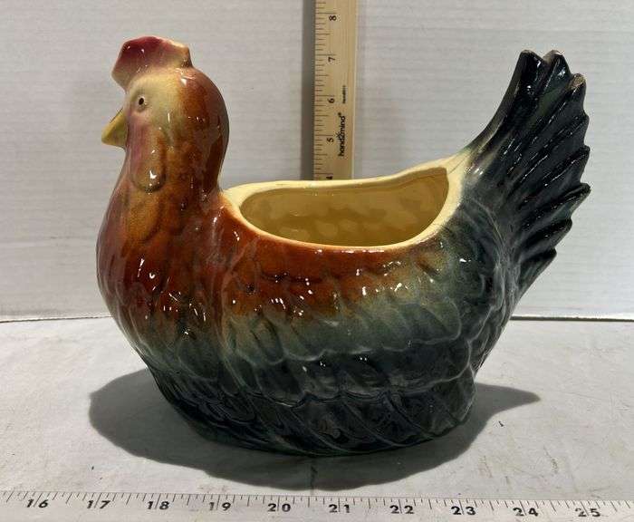 Mid 20th Century Ceramic Rooster Wall Pocket Planter
