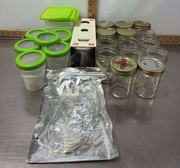 14 Pint Jars, Containers, Mason Jar Hanger & More Food Storage