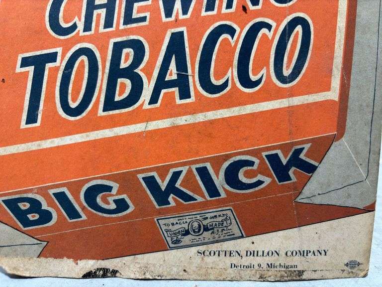 Big Kick Plain Chewing Tobacco Cardboard Advertising Sign
