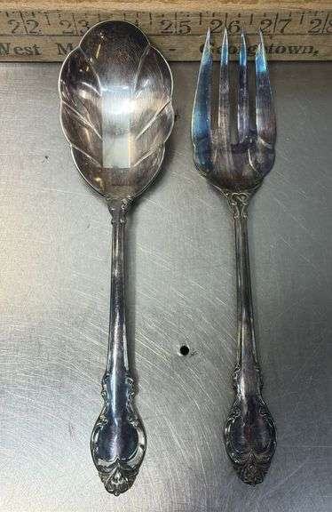 Holmes & Edwards Deep Silver Serving Spoon & Fork