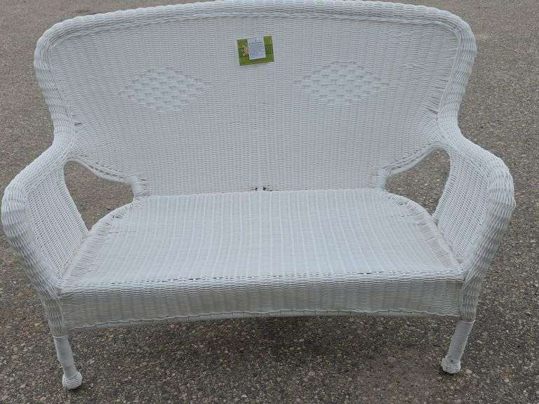 Windsor White Resin Wicker Patio Loveseat