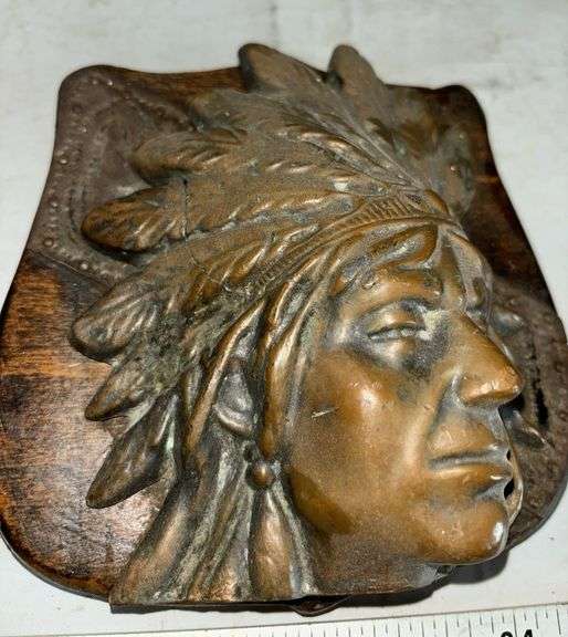 Native American Indian Chief Bronze Wall Plaque