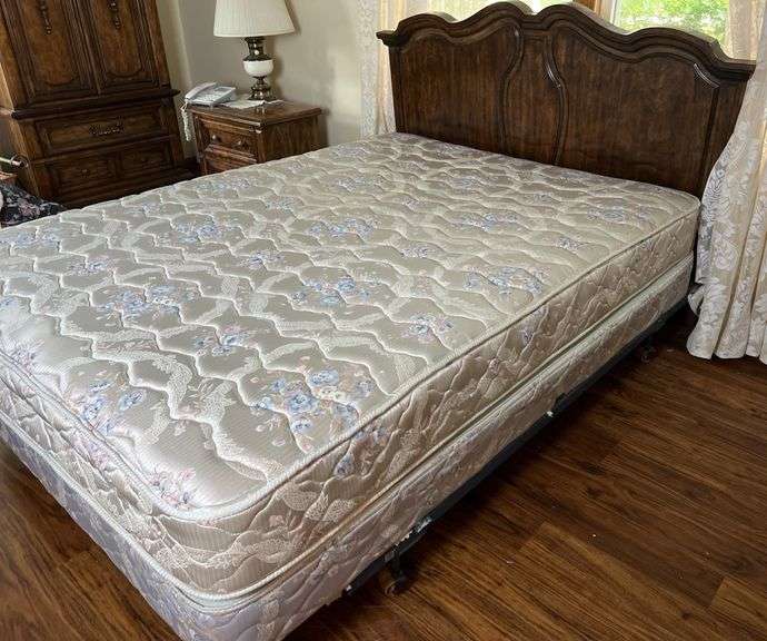 Full Sized Bed Frame, Mattress & Box Spring + Bedding