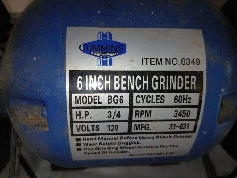 Cummins Six Inch Bench Grinder (has power)
