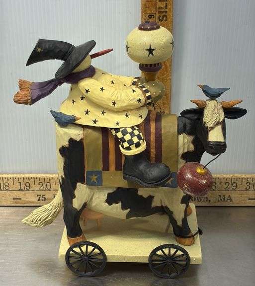 Williraye Studio "Dreaming of Christmas" Cow and Snowman Pull Toy