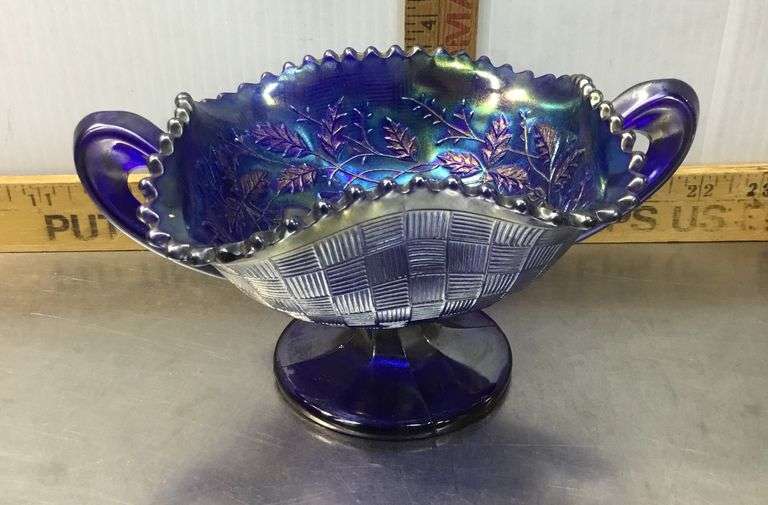 Blue Carnival 2 Handled Dish