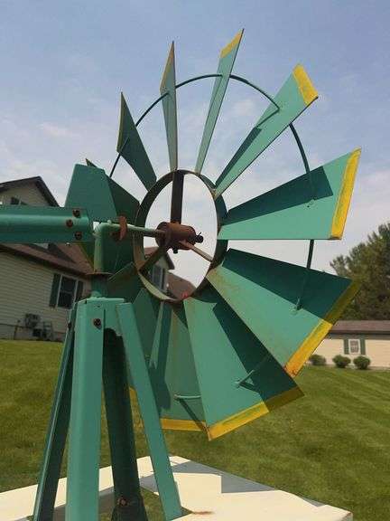 John Deere 7’ tall Metal Windmill