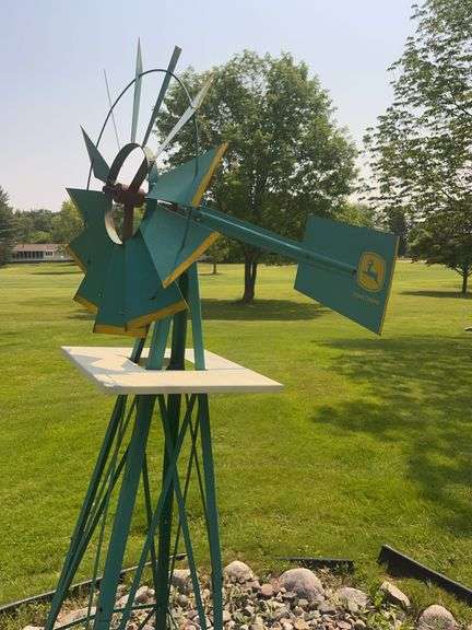 John Deere 7’ tall Metal Windmill