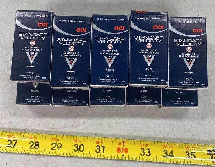 10 Ctn. (500 Cartridges) CCI 22LR STD Velocity 1070 FPS 40 GR Ammo