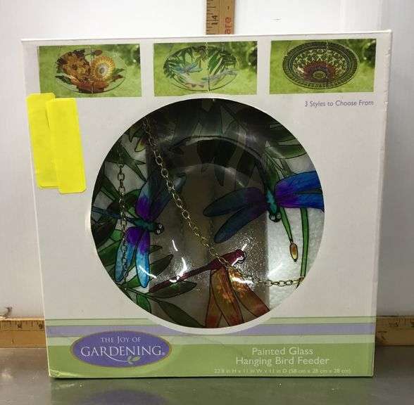Painted Glass Hanging Bird Feeder